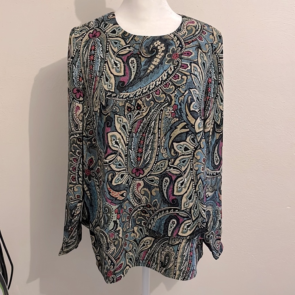 J Jill Paisley print blouse with tiered layer